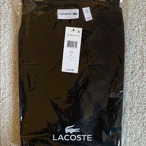 Lacoste Black V-Neck Sweater. Brand New with Tags. Size L, 100% cotton.